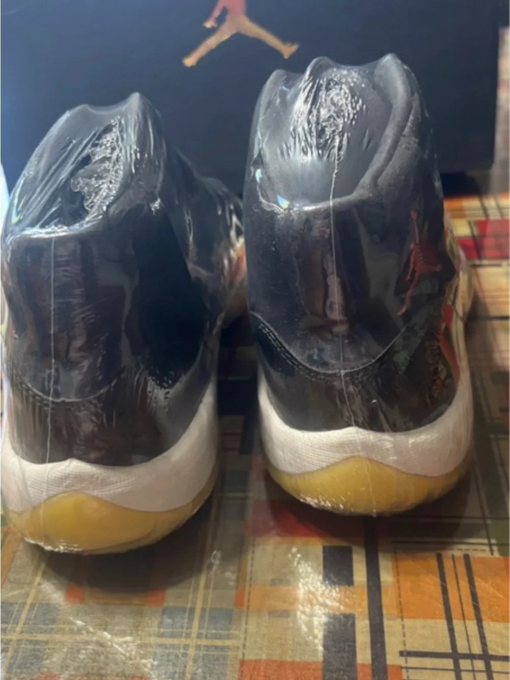Jordan Black and Yellow Retro High-Top Sneakers